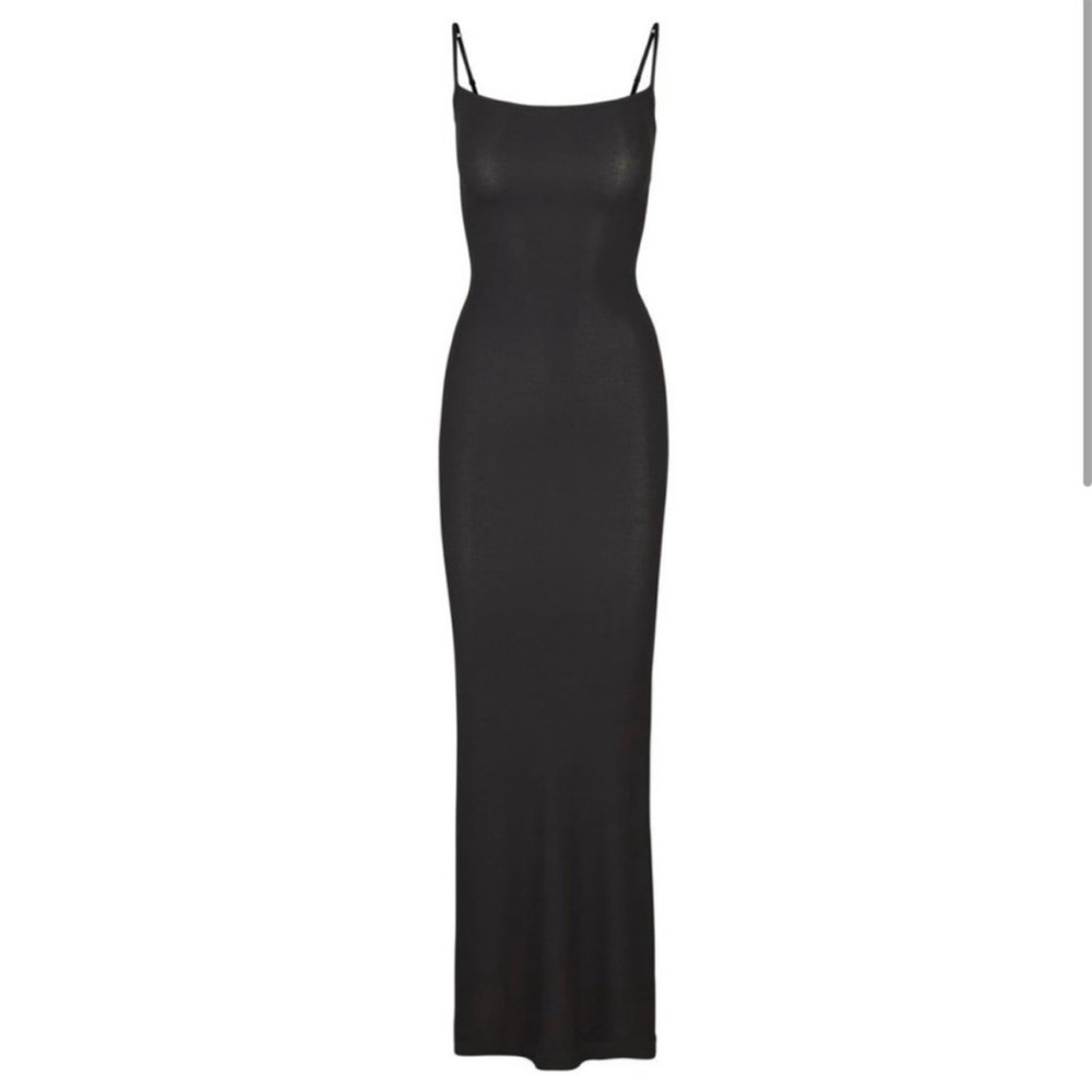 NWOT SKIMS Black Ribbed Long Slip Dress In Black Size XL - Picture 3 of 15